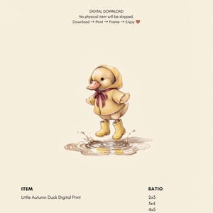 Vintage Autumn Duck Wall Art Print – Cozy Fall Nursery Decor | Sweater Weather Friends Collection image 2