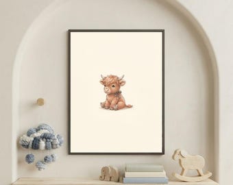 Vintage Cow Wall Art Print – Cozy Nursery Decor | Farm Friends Collection