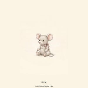 Vintage Mouse Wall Art Print – Cozy Nursery Decor | Woodland Friends Collection image 2