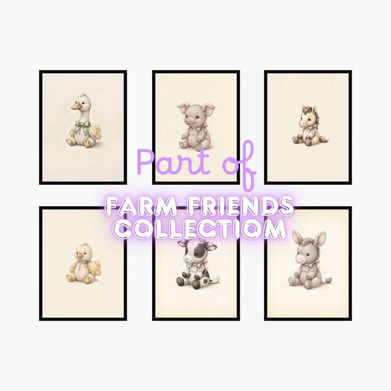 Vintage Baby Goat Wall Art Print – Neutral Nursery Decor | Farm Friends Collection image 3
