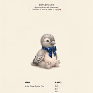 Vintage Turtle Dove Wall Art Print – Neutral Nursery Decor | Little Ones Collection image 2