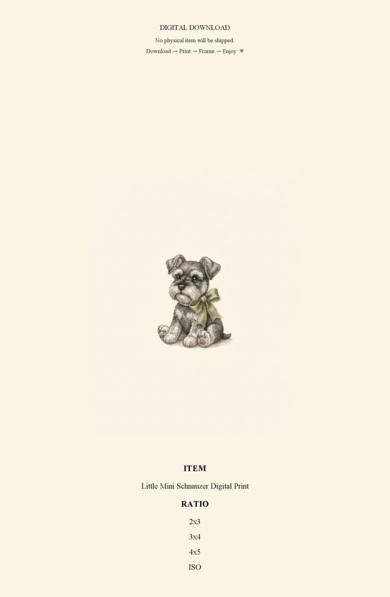 Vintage Schnauzer Wall Art Print – Cozy Nursery Decor | Little Dogs Collection image 3