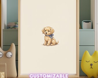 Vintage Golden Retriever Nursery Art Print