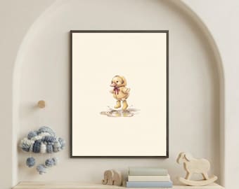 Vintage Autumn Duck Wall Art Print – Cozy Fall Nursery Decor | Sweater Weather Friends Collection