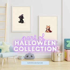 Vintage Witchy Cat Wall Art Print – Halloween Nursery Decor | A Little Bit Spooky Collection image 3