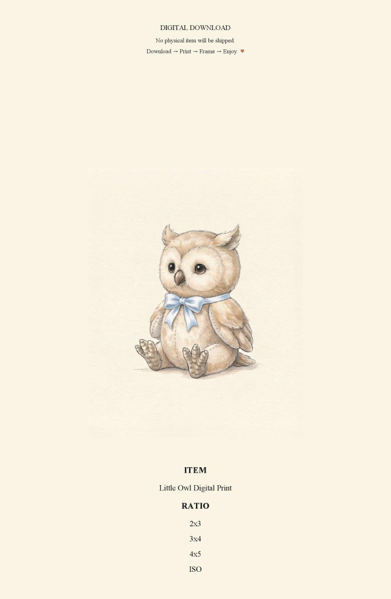 Vintage Owl Wall Art Print – Cozy Nursery Decor | Little Ones Collection imagem 2