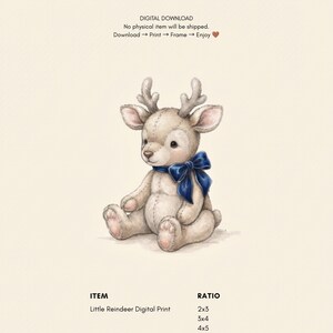 Vintage Reindeer Wall Art Print – Neutral Nursery Decor | Little Ones Collection imagen 2