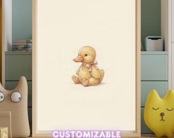 Vintage Duck Nursery Art Print | Neutral Animal Decor | Digital Download
