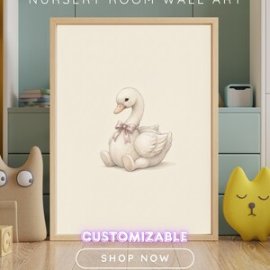 Vintage Swan Wall Art Print – Neutral Nursery Decor | Little Ones Collection image 2