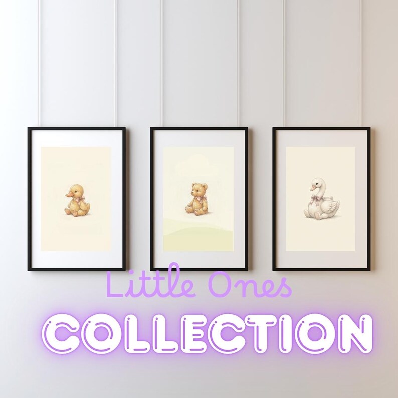 Vintage Reindeer Wall Art Print – Neutral Nursery Decor | Little Ones Collection imagen 3