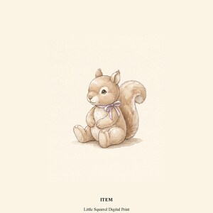 Vintage Squirrel Wall Art Print – Cozy Nursery Decor | Woodland Friends Collection imagen 7