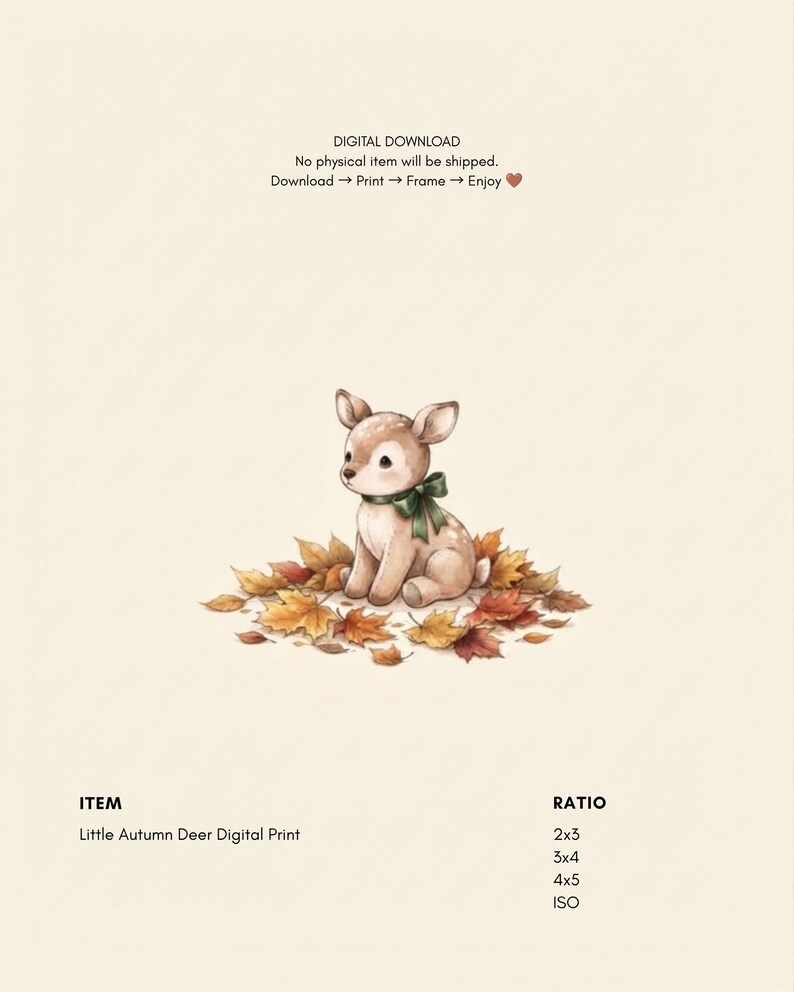 Vintage Autumn Deer Wall Art Print – Cozy Fall Nursery Decor | Sweater Weather Friends Collection imagen 2