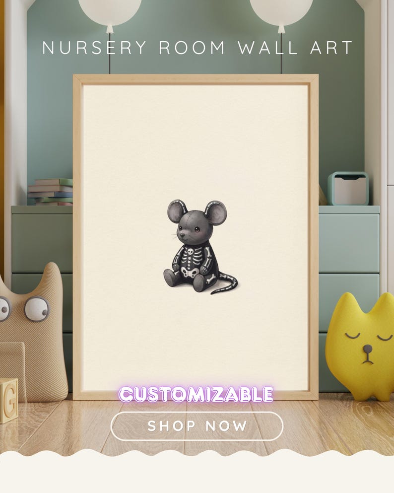 Vintage Spooky Mouse Wall Art Print – Cozy Halloween Nursery Decor | A Little Bit Spooky Collection bild 5