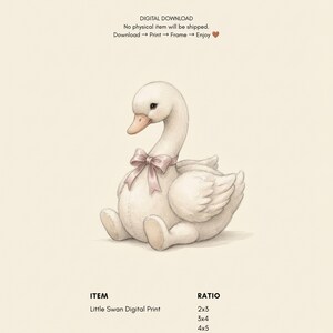 Vintage Swan Wall Art Print – Neutral Nursery Decor | Little Ones Collection image 3