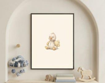 Vintage Chick Wall Art Print – Cozy Nursery Decor | Farm Friends Collection