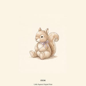 Vintage Squirrel Wall Art Print – Cozy Nursery Decor | Woodland Friends Collection imagen 9