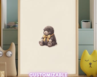 Vintage Mole Wall Art Print – Neutral Nursery Decor | Little Ones Collection
