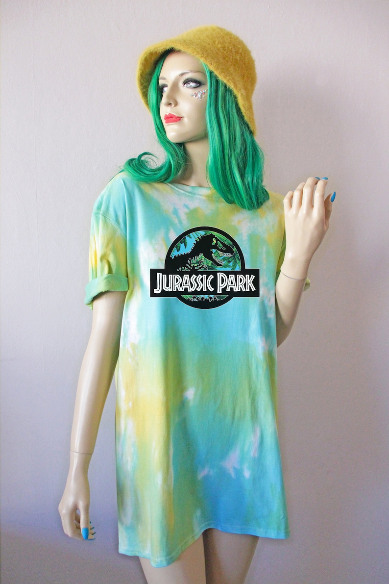 Jurassic Rainbow Pastel Tie Dye T-Shirt Blue & Yellow