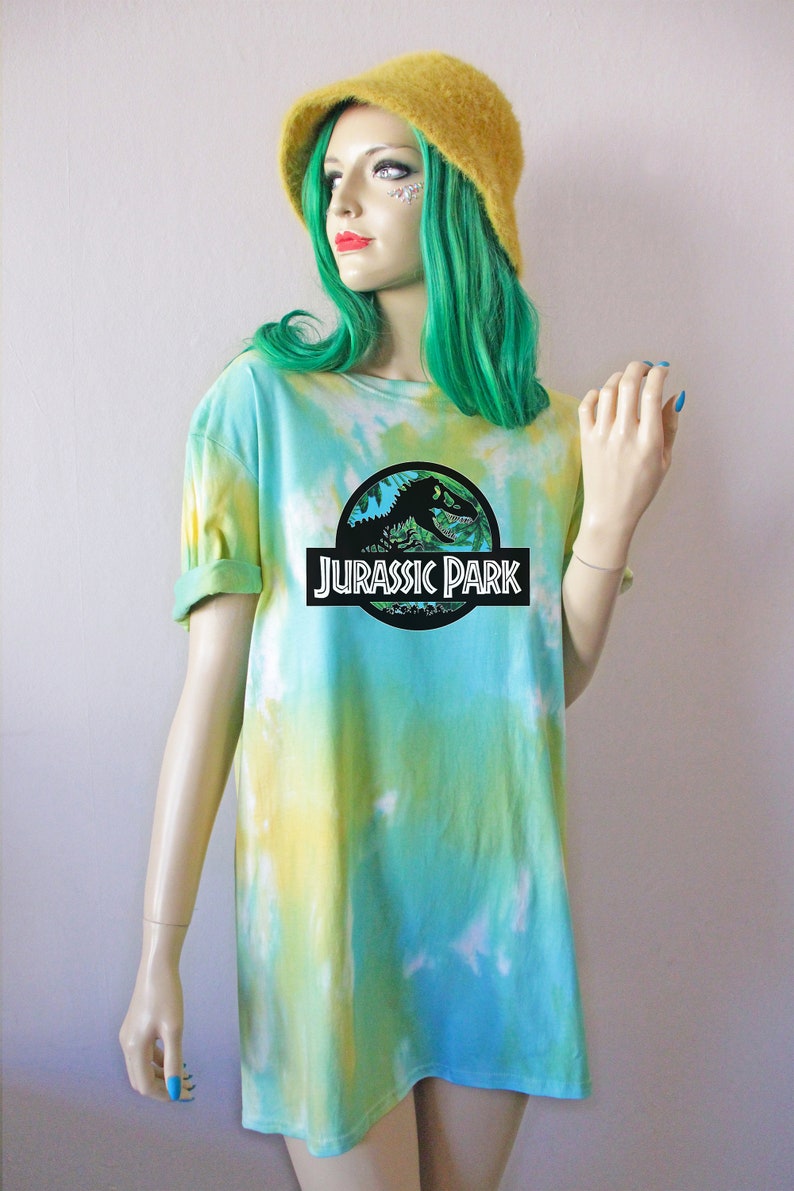 Jurassic Green Pastel Tie Dye T-Shirt Blue & Yellow