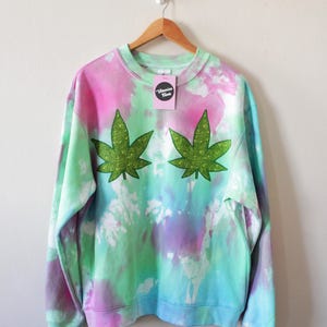 Glitter Effect Weed Tie Dye Sweater image 5