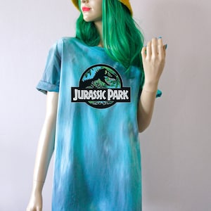 Jurassic Rainbow Pastel Tie Dye T-Shirt Blue & Black