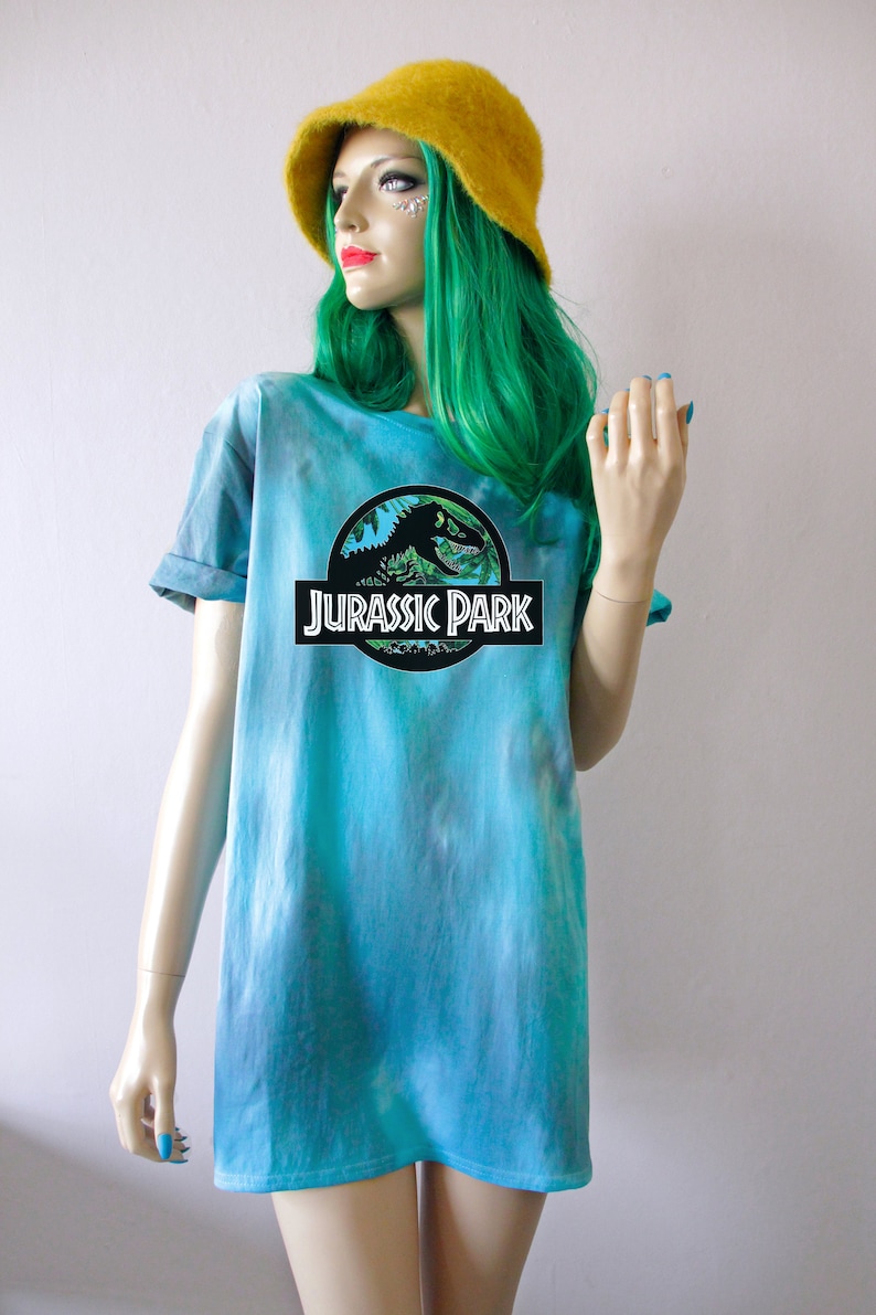 Jurassic Rainbow Pastel Tie Dye T-Shirt Blue & Black