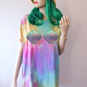 Mermaid Shells Pastel Tie Dye T-Shirt Pastel Rainbow