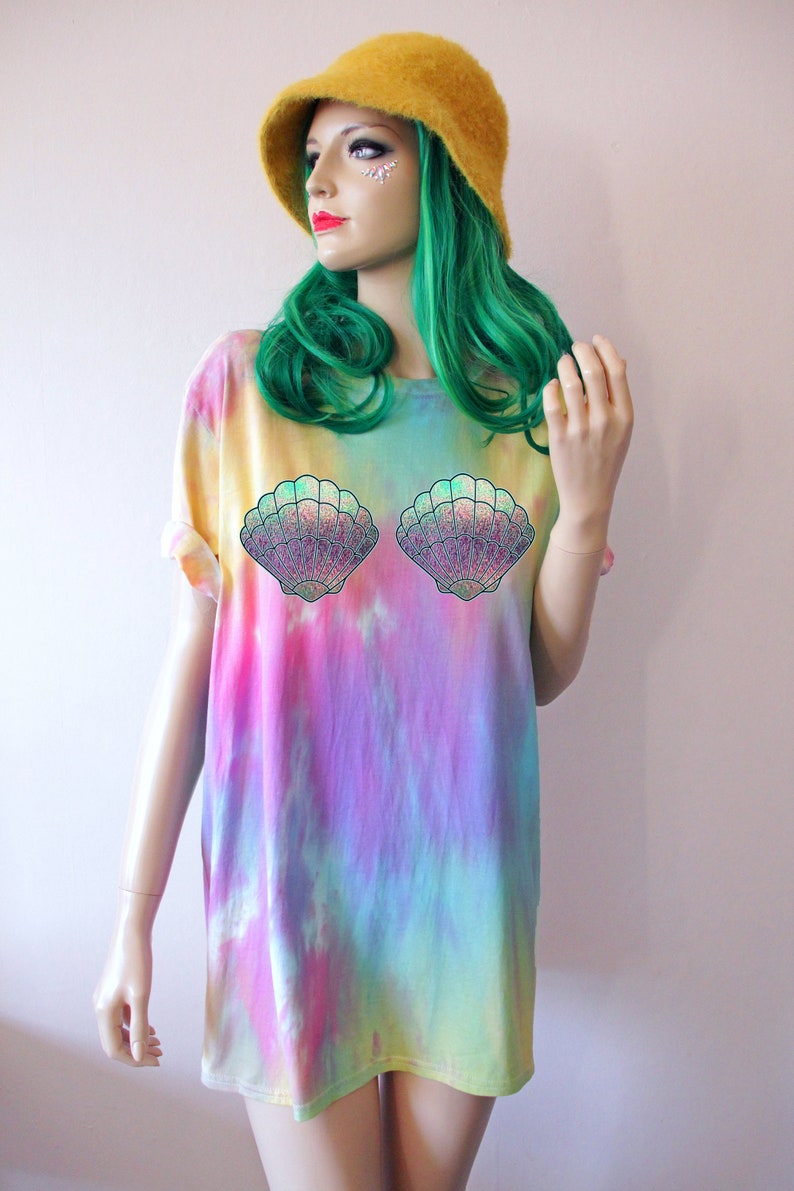 Mermaid Shells Pastel Tie Dye T-Shirt Pastel Rainbow