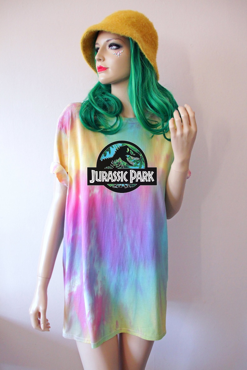 Jurassic Green Pastel Tie Dye T-Shirt Rainbow