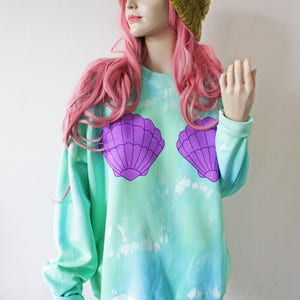 Ariel Green & Purple Mermaid Tie Dye Sweater