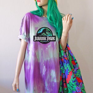 Jurassic Rainbow Pastel Tie Dye T-Shirt Purple & Green