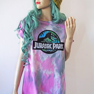 Jurassic Rainbow Pastel Tie Dye T-Shirt Pink & Black