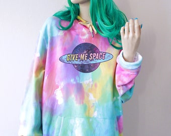 Give Me Space Pastel Rainbow Tie Dye Hoodie