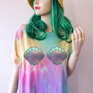 Mermaid Shells Pastel Tie Dye T-Shirt image 4