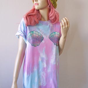 Mermaid Shells Pastel Tie Dye T-Shirt image 1