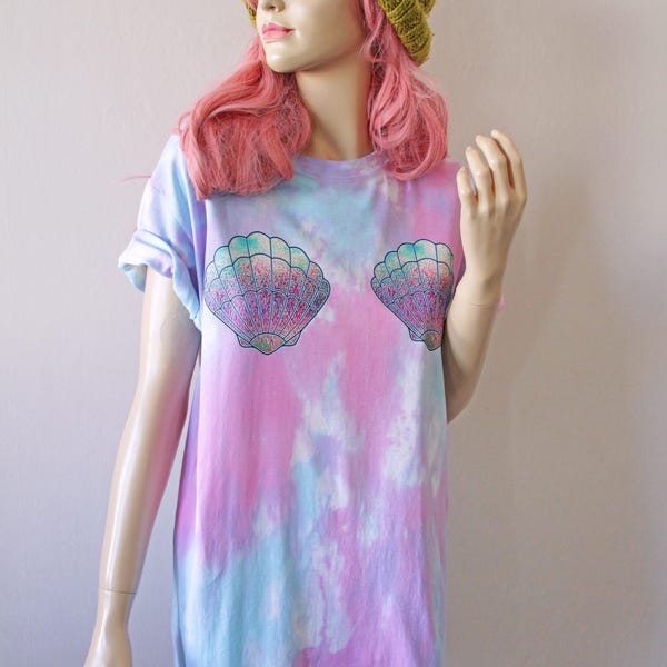 Mermaid Shells Pastel Tie Dye T-Shirt