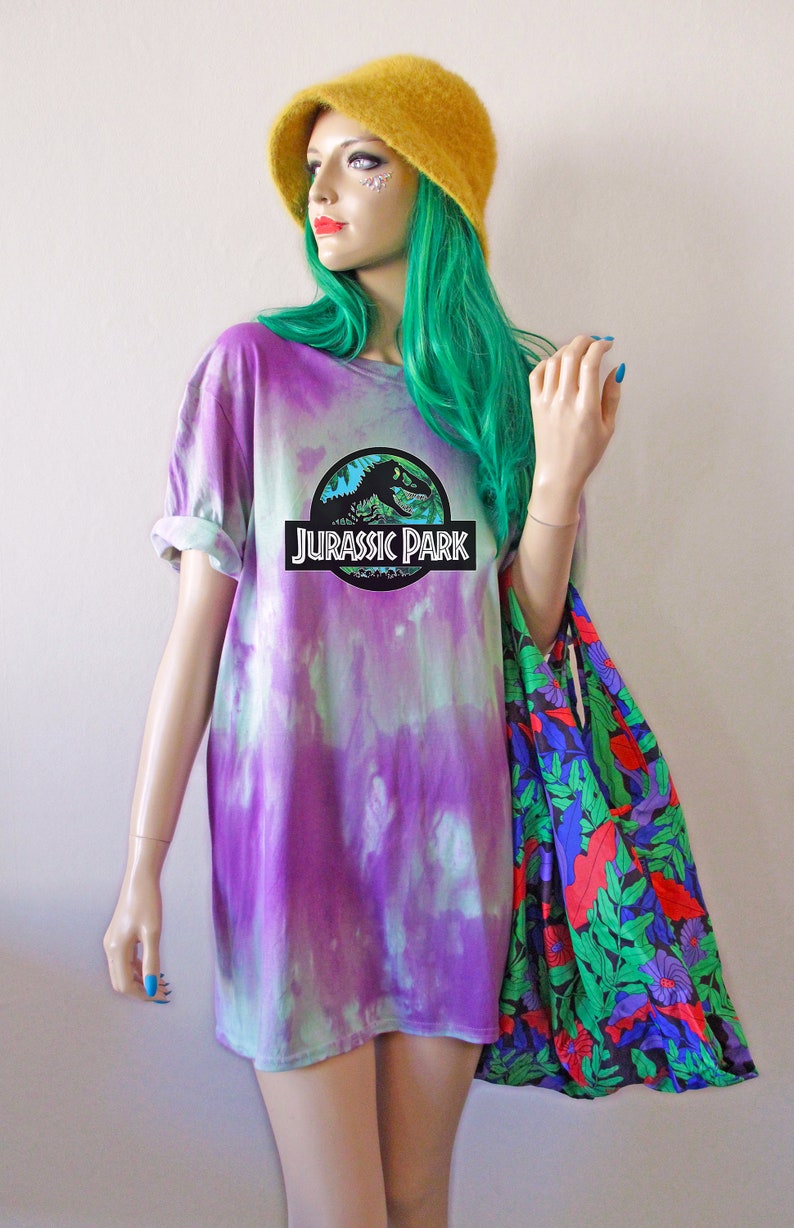 Jurassic Green Pastel Tie Dye T-Shirt Purple & Green