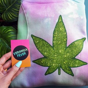 Glitter Effect Weed Tie Dye Sweater image 7