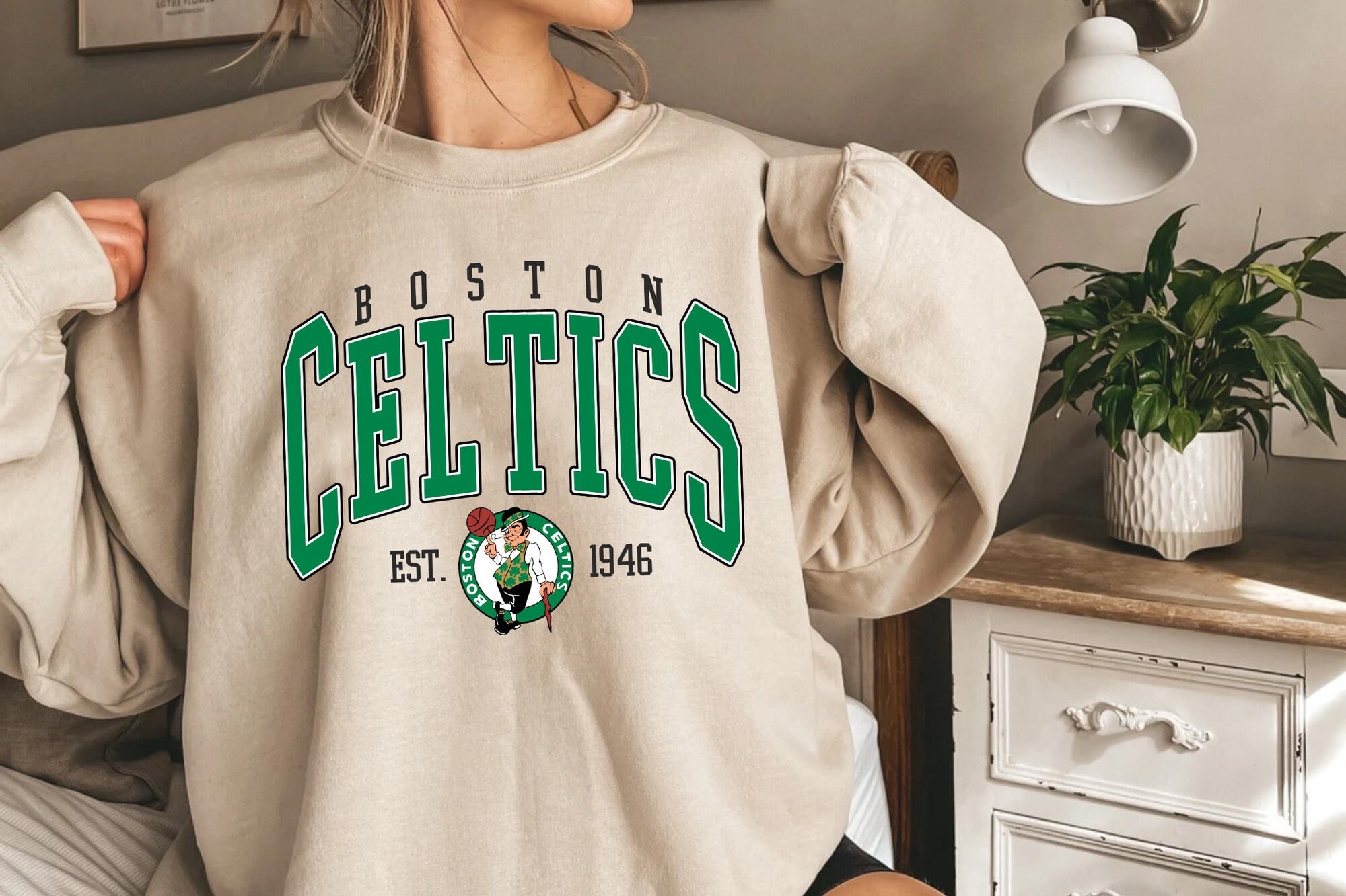 Vintage T-Shirt, BOSTON CELTICS Basketball Sports Pullover Top Shirt Graphic  Tee 80's Green