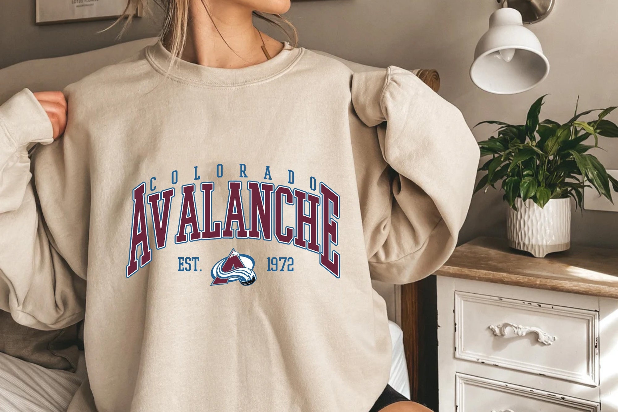 Printify Colorado Avalanche Big Foot Retro 90's NHL Crewneck Sweatshirt L / Carolina Blue