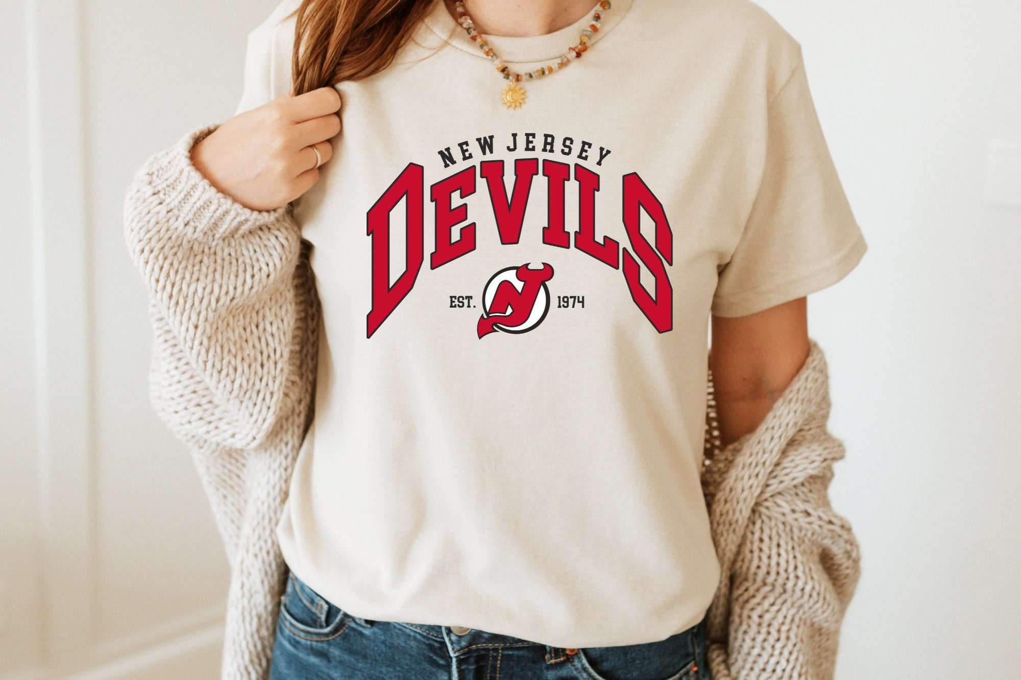 Nj Devils Sweatshirt Tshirt Hoodie Mens Womens Kids Vintage New Jersey  Devils Hockey Team Shirts Nhl Winter Classic T Shirt Nj Devils Schedule  Shirt Retro Est 1974 - Laughinks