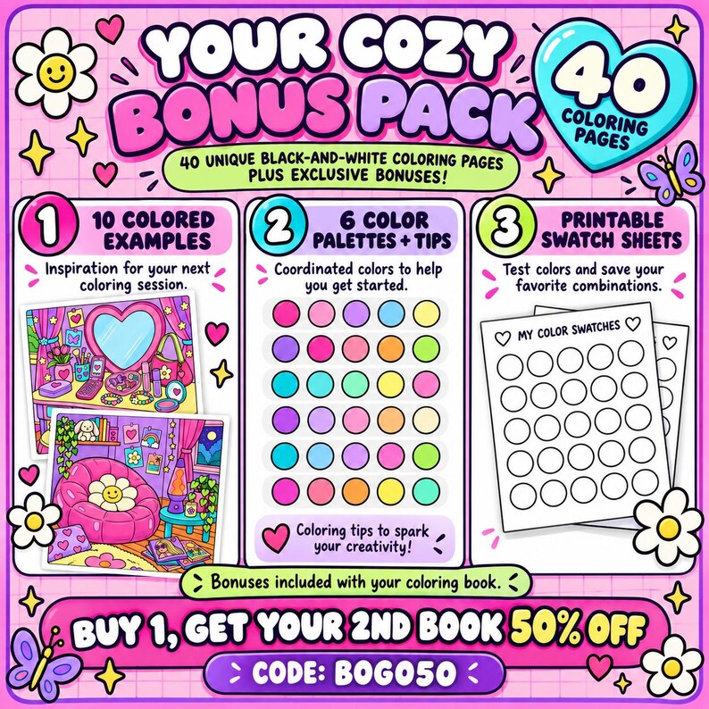 Y2K Coloring Book, 2000s Nostalgia Cozy Room Pages, 40 Bold Easy ...