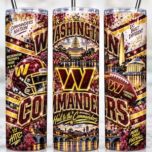 Washington Commanders 20oz Skinny Tumbler – Hail to the Commanders Football Fan Tumbler