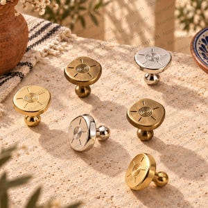 Brass Cabinet Knobs, Titanium Silver Drawer Pulls, French Cabinet Hardware, Vintage Furniture Handle