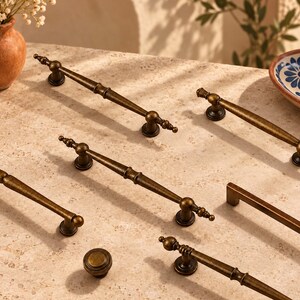 Antique Brass Cabinet Pulls, Vintage Drawer Handles, French Style Dresser Hardware, Wardrobe Door Handles