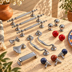 Silver Cabinet Pulls, Vintage Drawer Handles, French Furniture Hardware, Modern Wardrobe Kitchen Cabinet Handles