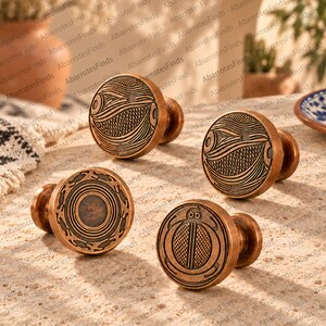 Vintage Cabinet Knobs, Terracotta Ceramic Drawer Pulls, Retro Furniture Hardware, Chinese Style Cabinet Handle