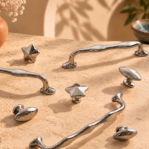 Maniglie per mobili in stile vintage moderno, maniglie per cassetti in argento titanio, accessori per mobili lunghi e irregolari, maniglie minimaliste per cassettiere