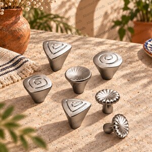 Silver Cabinet Knobs, Modern Drawer Pulls, Minimalist Furniture Hardware, French Style Wardrobe Handles, Kitchen Cabinet Knobs
