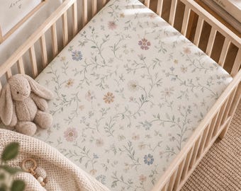 Ditsy Floral Crib Sheet, Wildflower Print, Soft Baby Bedding (Made to Order)